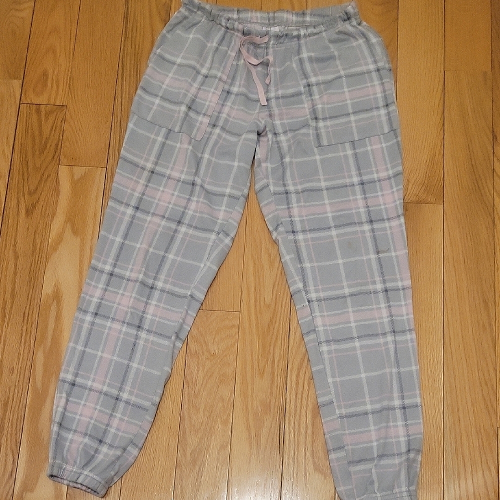 Plaid Lounge Pants in Gray and Pink